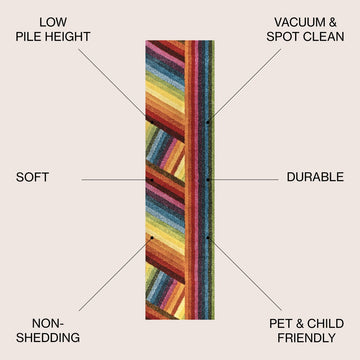Retro Rainbow Contemporary Stripe Area Rug